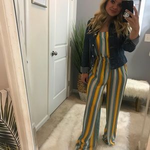 One piece striped jumpsuit